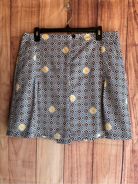 Vuarnet Pants - VUARNET SPORT featuring a blue, white, and yellow geometric print Skort Size 10